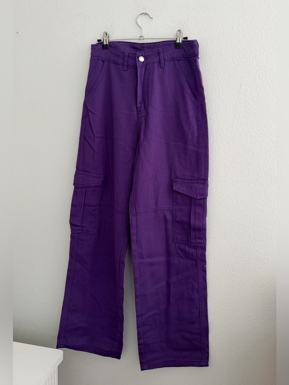 Women’s Purple Cargo Jeans — Utility Wide-Leg